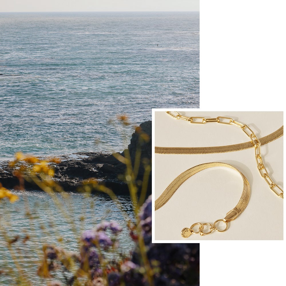 laguna beach and gold necklaces