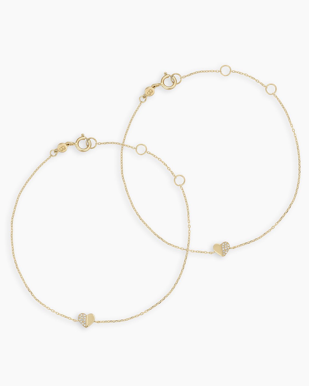 Diamond Bond Bracelet Set || option::14k Solid Gold, Set