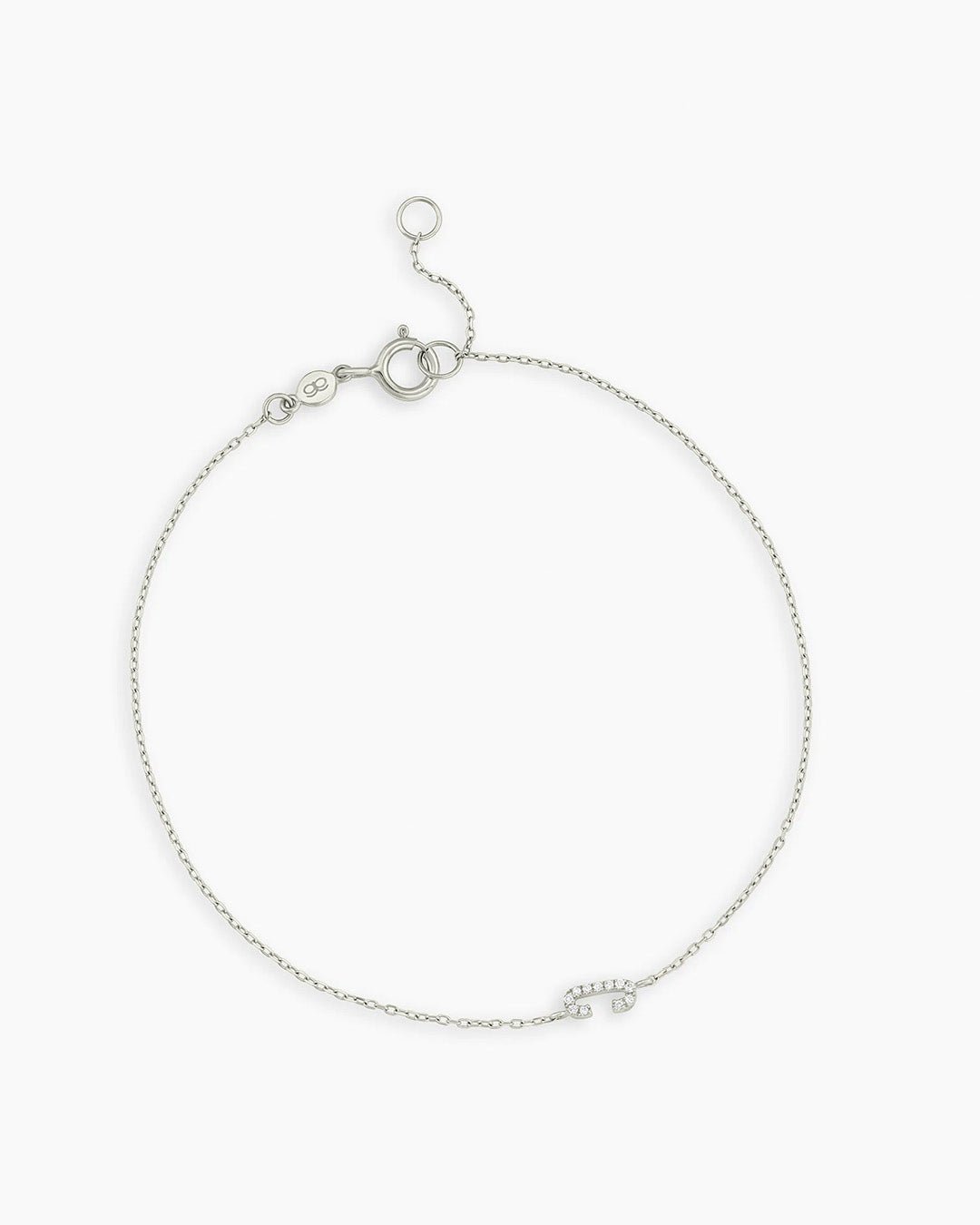 Diamond Pavé Alphabet Bracelet #C || option::14k Solid White Gold, C