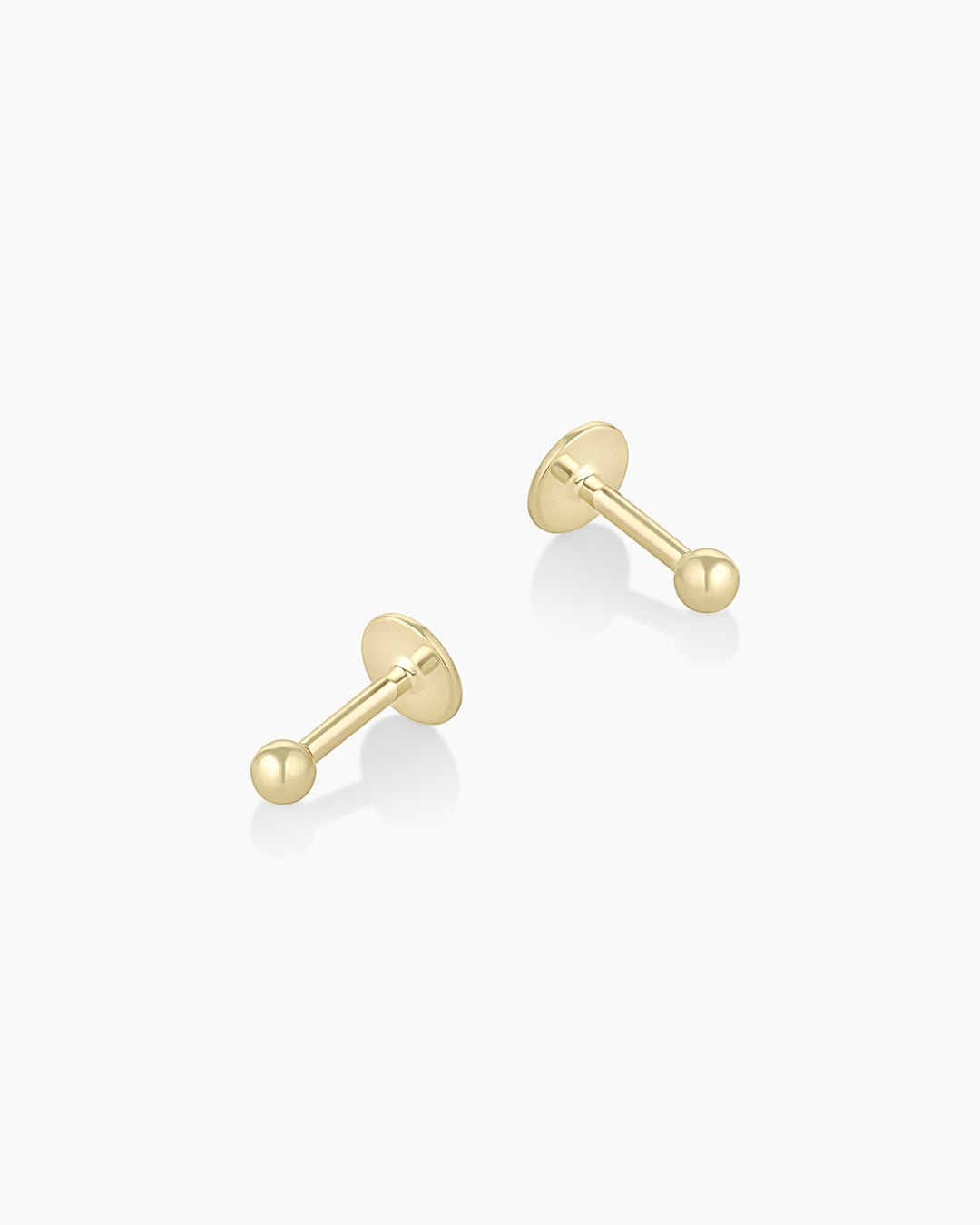 14k Gold Newport Threaded Flatback Studs || option::14k Solid Gold