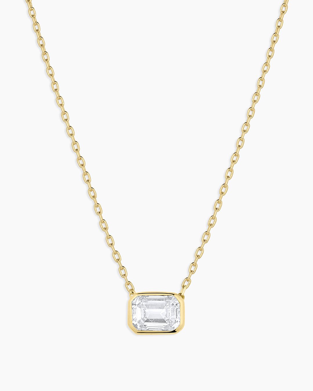 Classic Diamond Emerald Necklace || option::14k Solid Gold