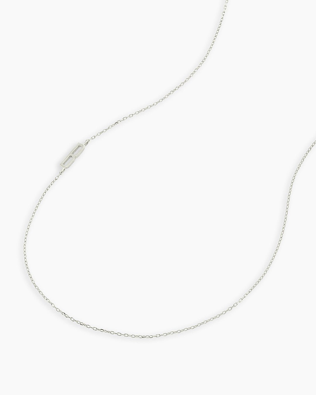 Alphabet Necklace || option::14k Solid White Gold, B