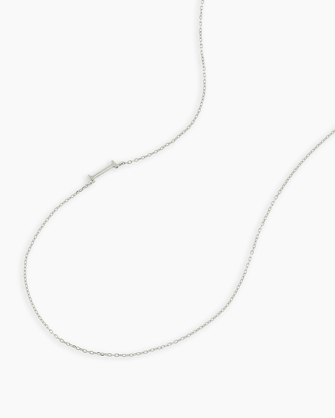 Alphabet Necklace || option::14k Solid White Gold, I