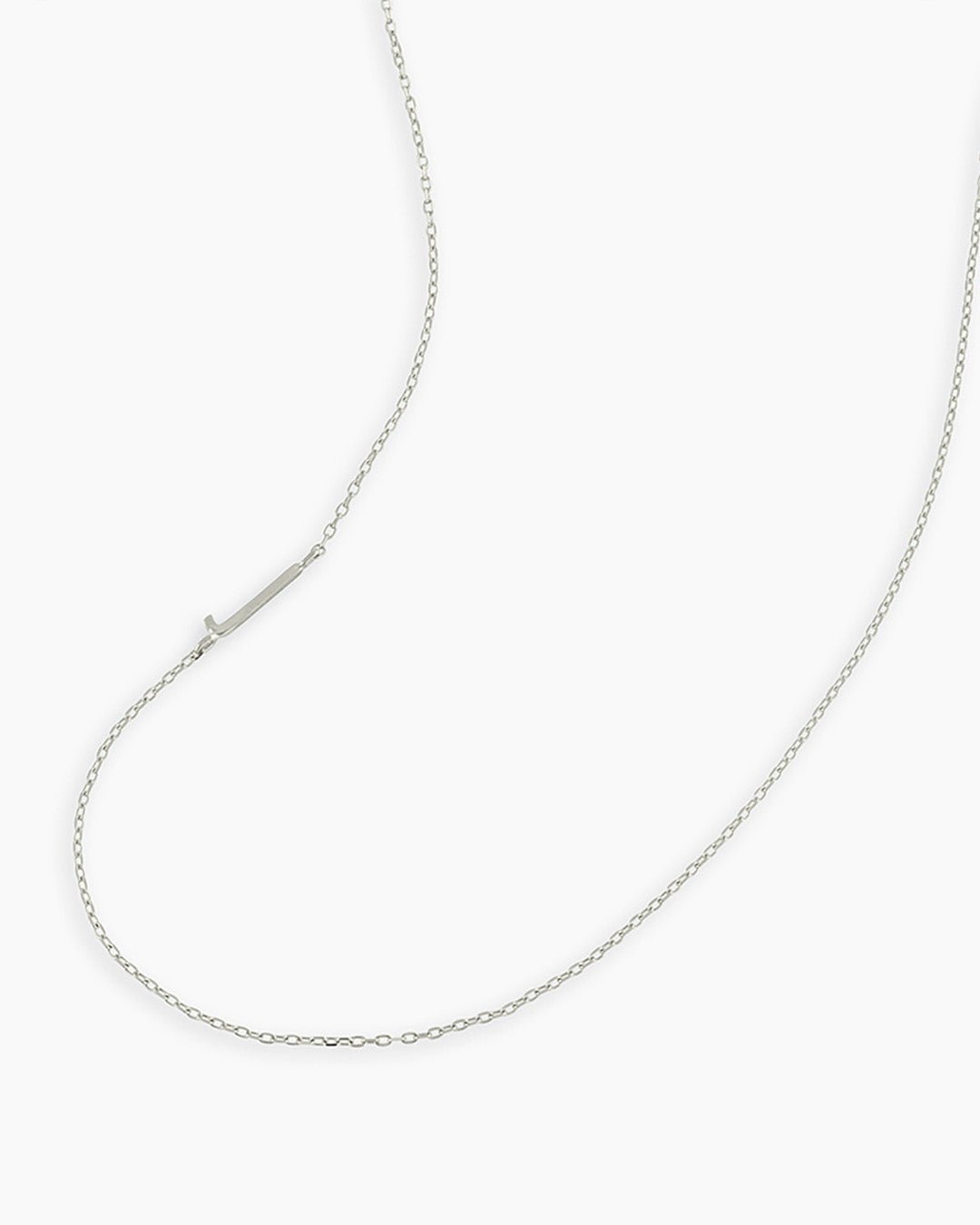 Alphabet Necklace || option::14k Solid White Gold, J