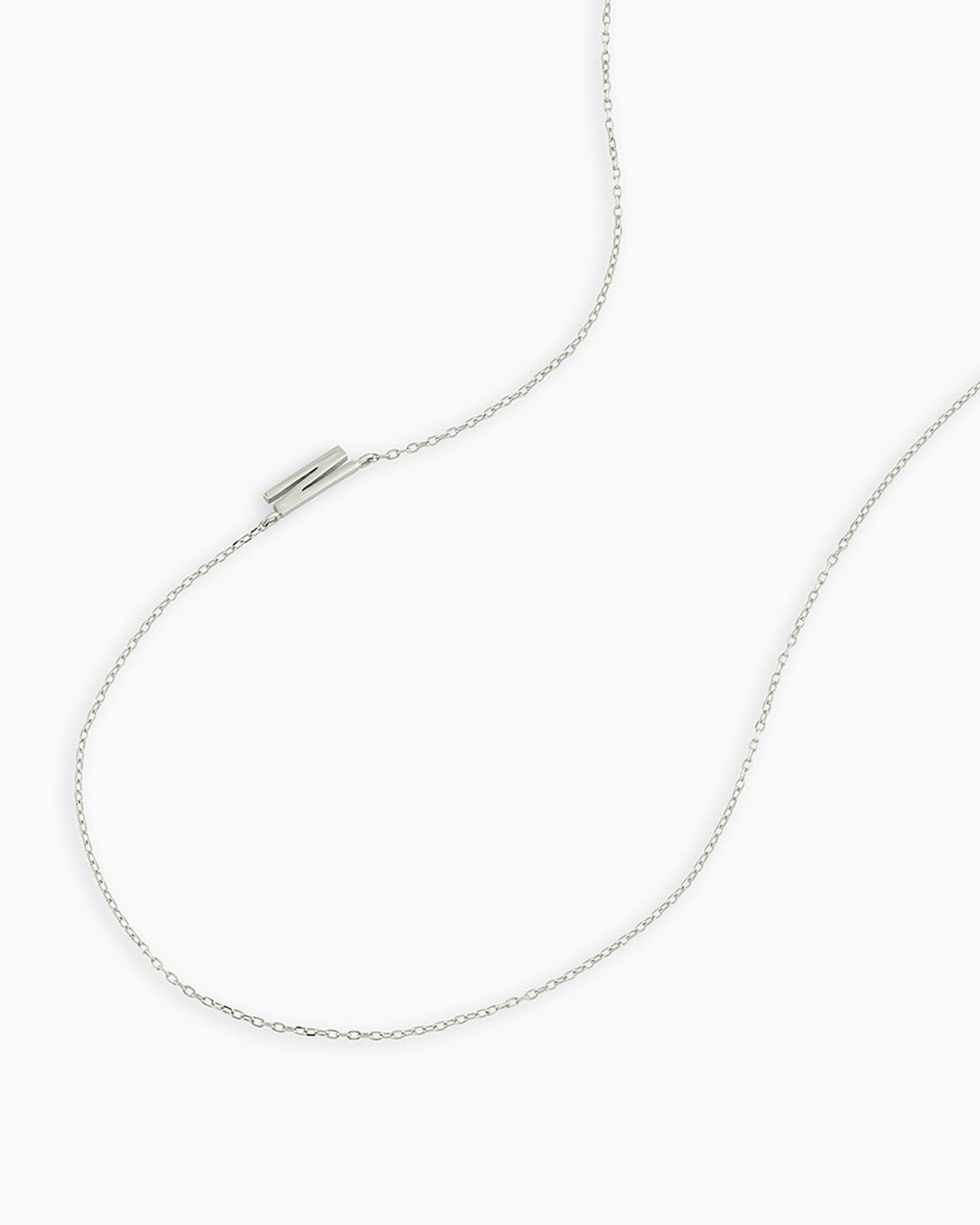 Alphabet Necklace || option::14k Solid White Gold, N