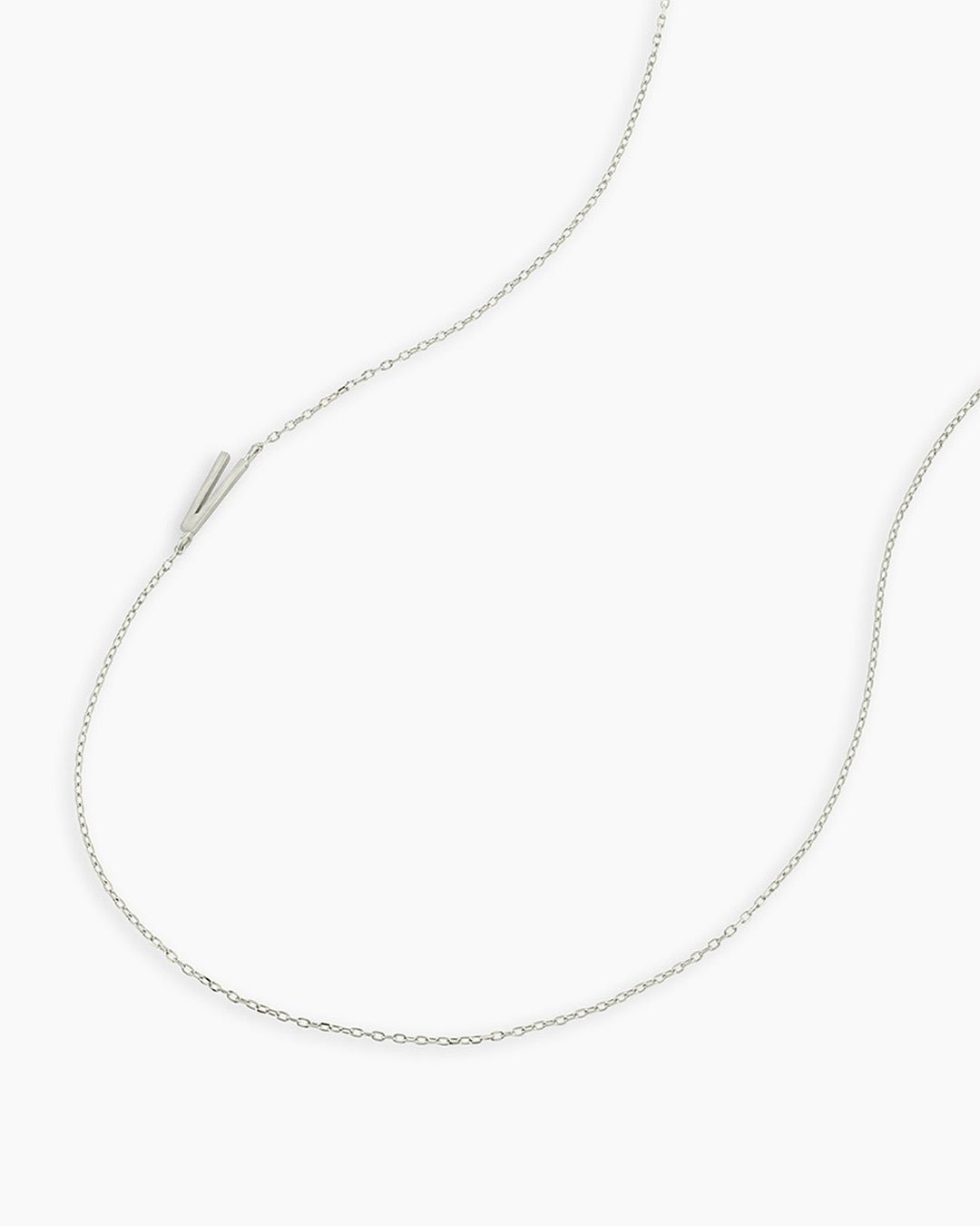 Alphabet Necklace || option::14k Solid White Gold, V