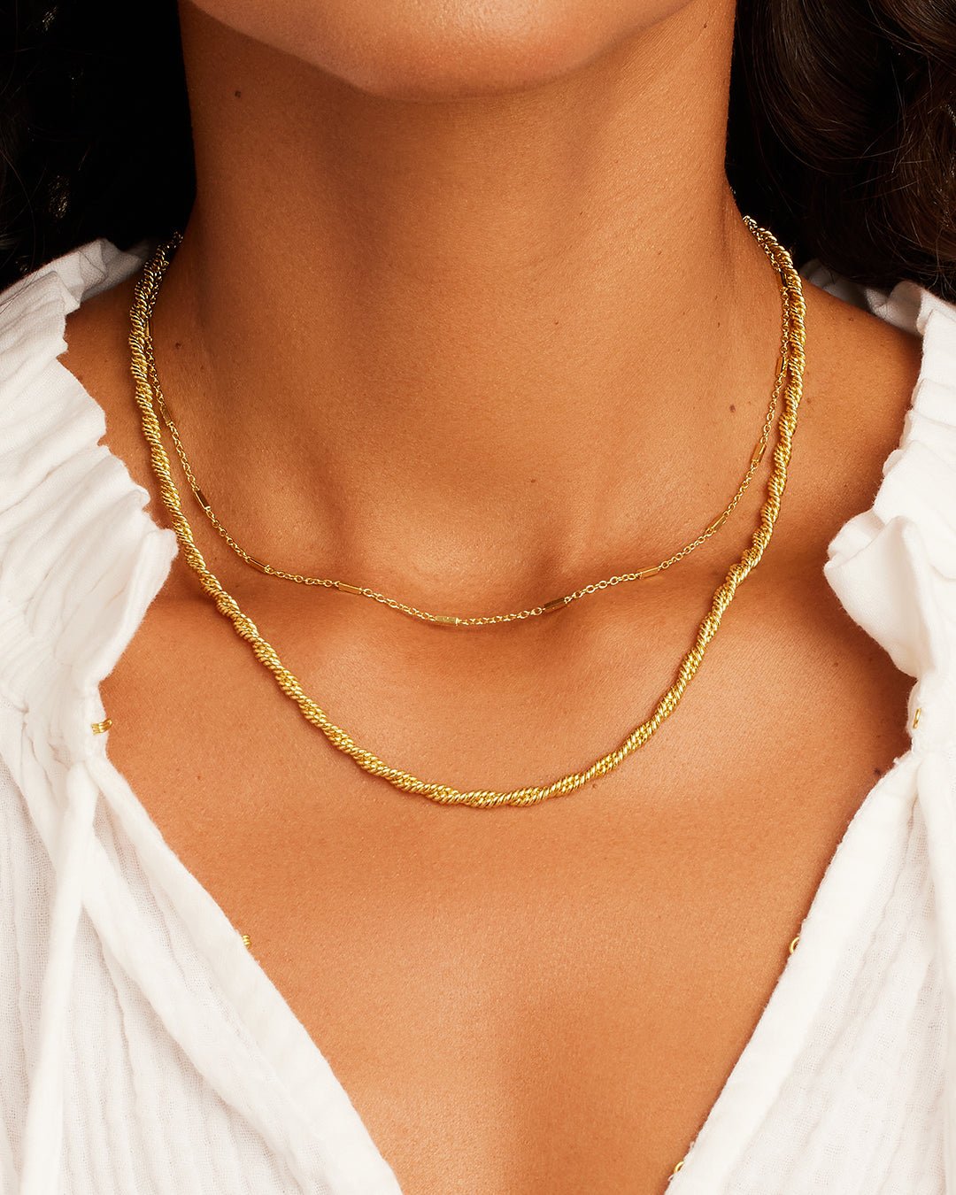 Tatum Necklace Layering set || option::18k Gold Plated