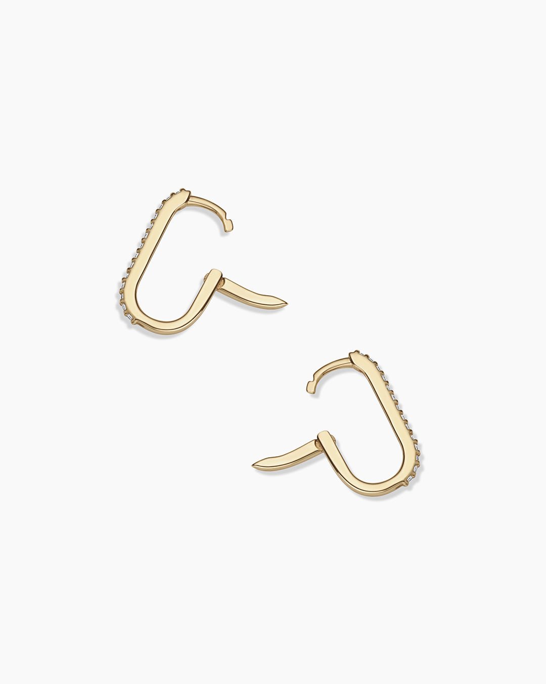 Diamond Parker Link Huggies || option::14k Solid Gold