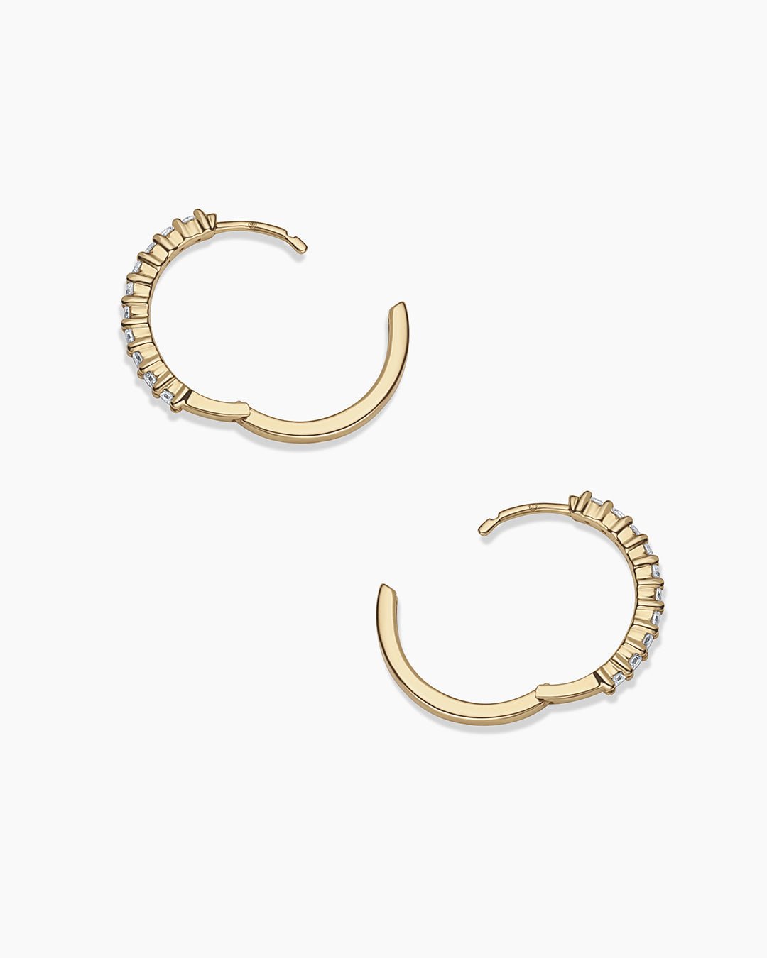 Diamond 15mm Hoops || option::14k Solid Gold