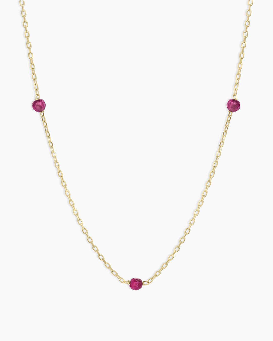 Newport Birthstone Necklace || option::14k Solid Gold, Ruby - July