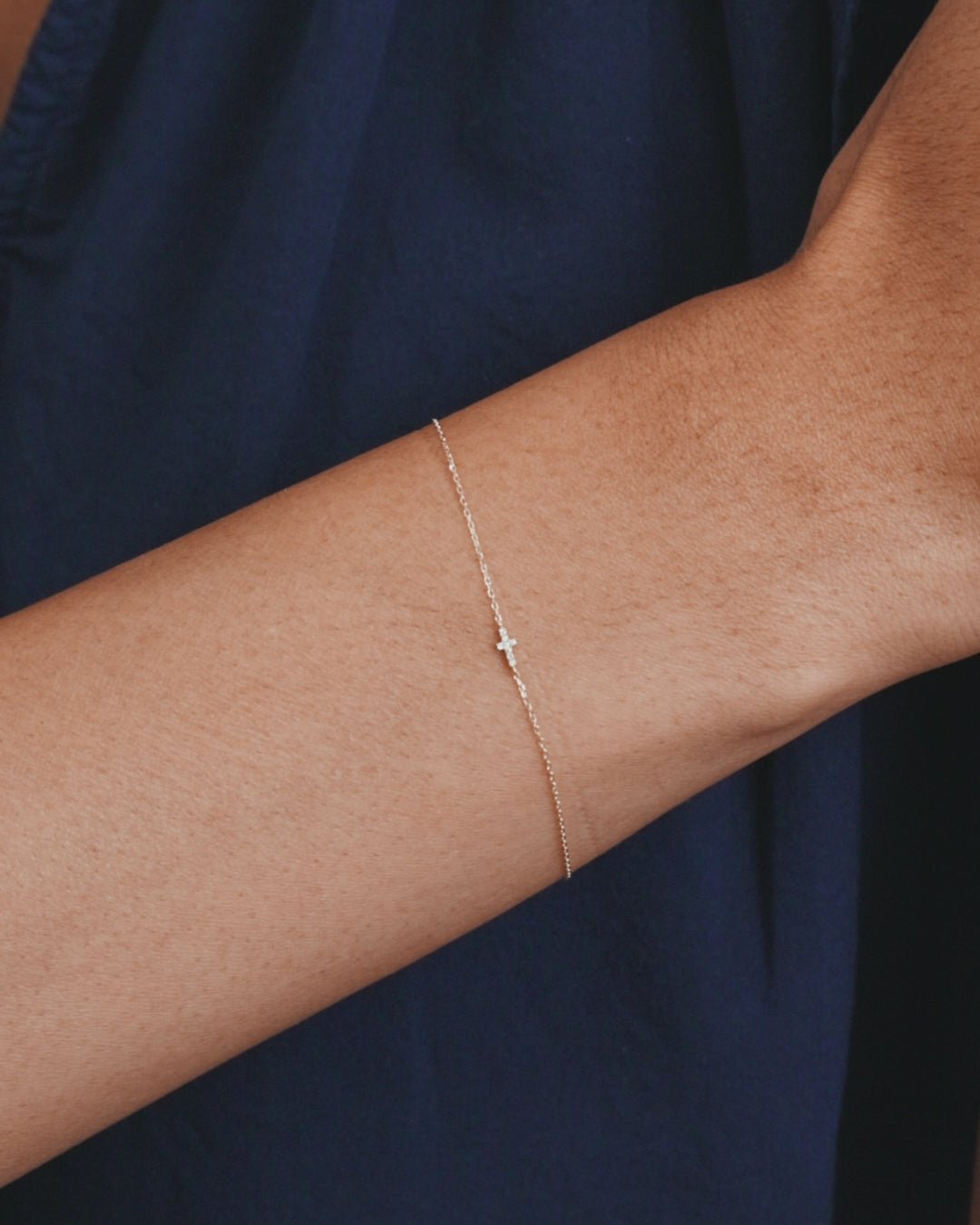 Diamond Cross Bracelet || option::14k Solid Gold