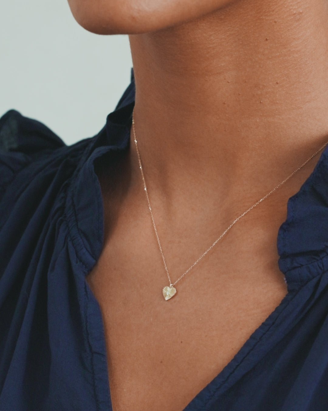 Diamond Vintage Heart Necklace || option::14k Solid Gold